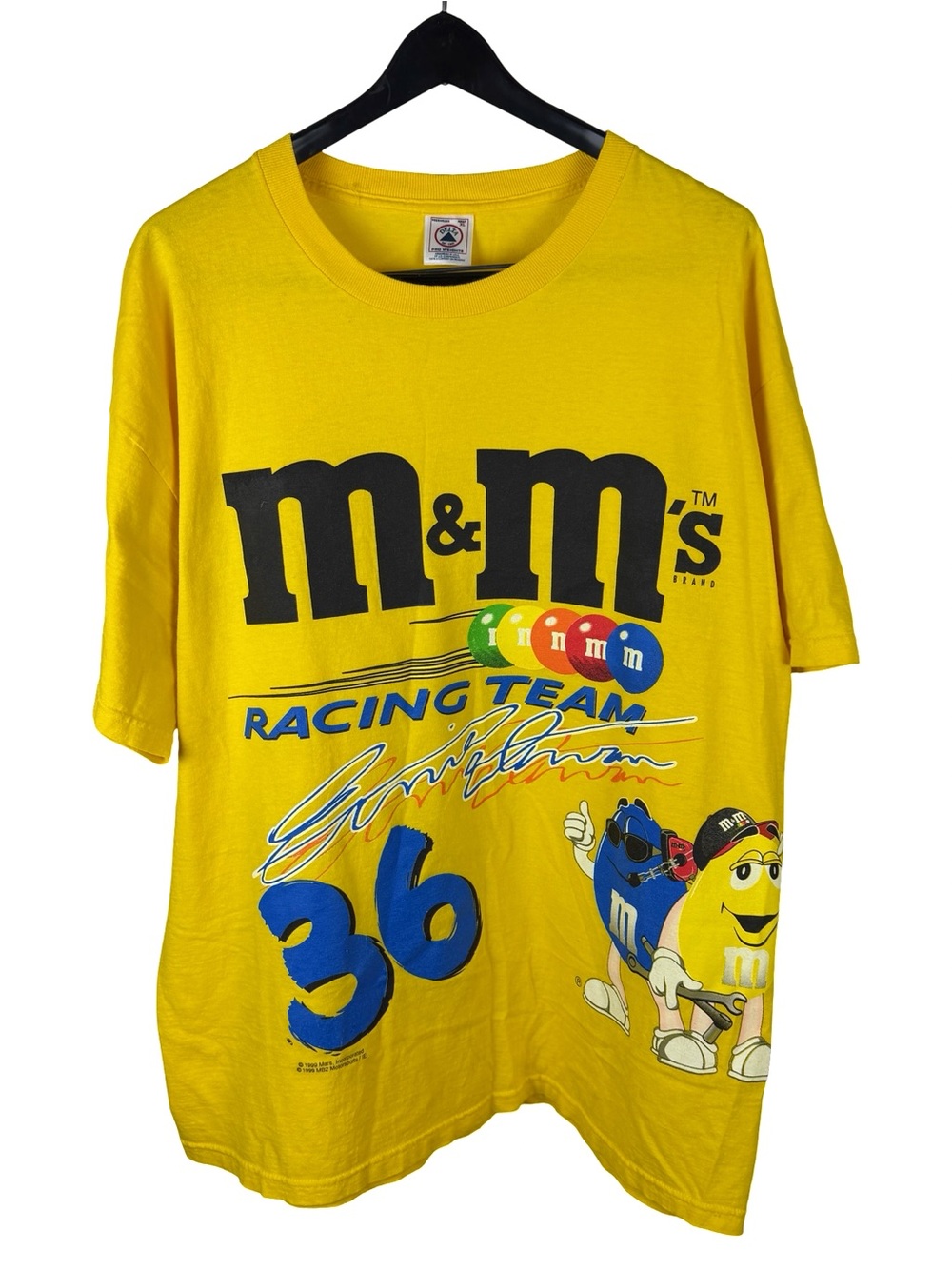 Vintage 2000s M&M Racing Team NASCAR Race Double Sided Yellow Shirt Size XL